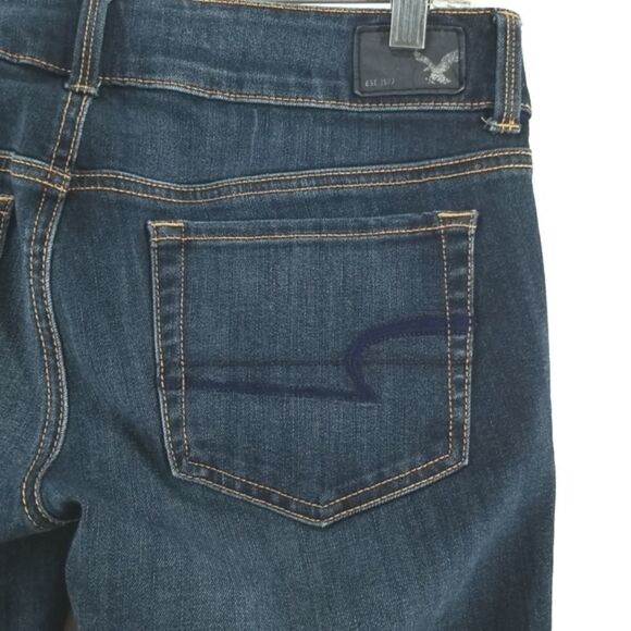 American Eagle Jeans Women's Size 4 Blue Washed Artist Crop Denim Super Stretch - Picture 5 of 10
